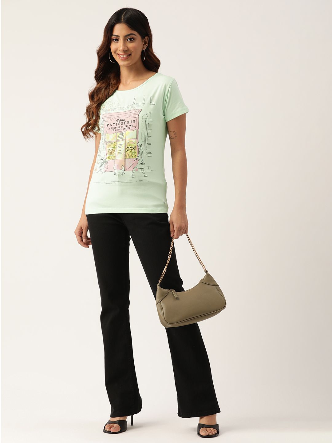 Monte Carlo Women Embellished Printed T-shirt