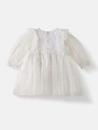 Nauti Nati Girls Puff Sleeve Ruffled Fit & Flare Dress