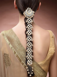 KARATCART Gold-Plated & White Kundan Studded Head Chain