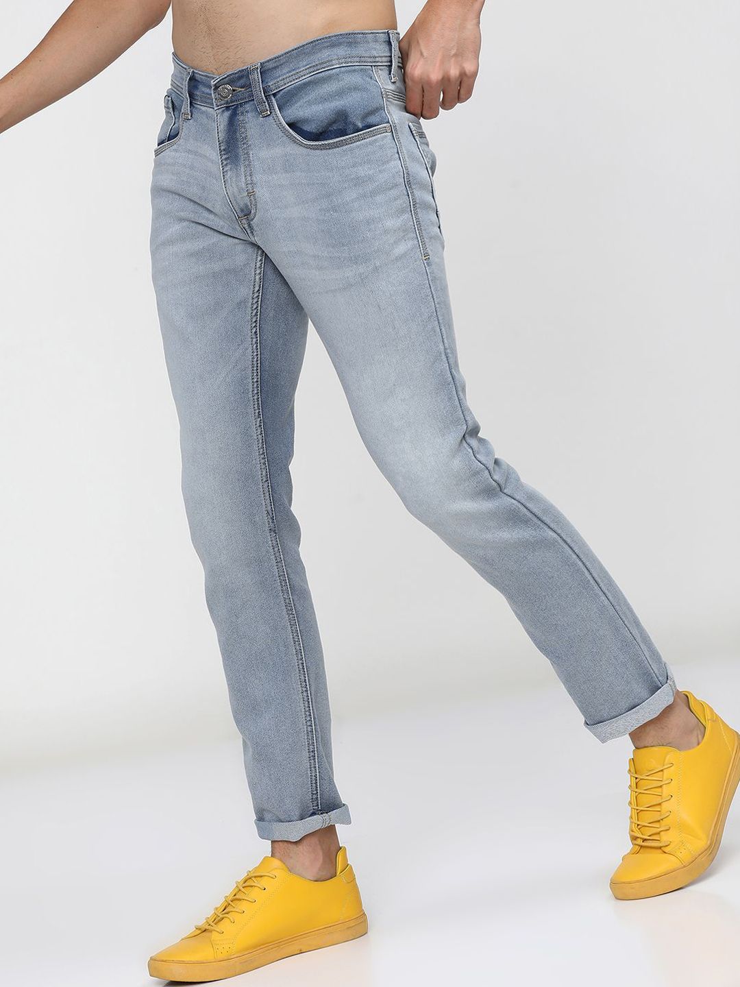 LOCOMOTIVE Men Super Slim Fit Light Fade Clean Look Stretchable Jeans