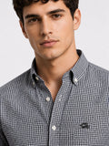 ADRO Men Black & White Mini Checked Regular Fit Casual Cotton Shirt