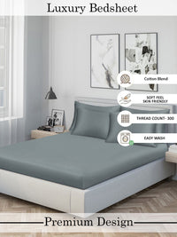 Myntra Elegant Homes Grey 300 TC King Double Bedsheet dengan 2 Sarung Bantal