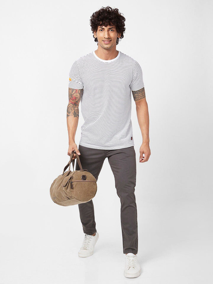 SPYKAR Striped Slim Fit Cotton T-shirt