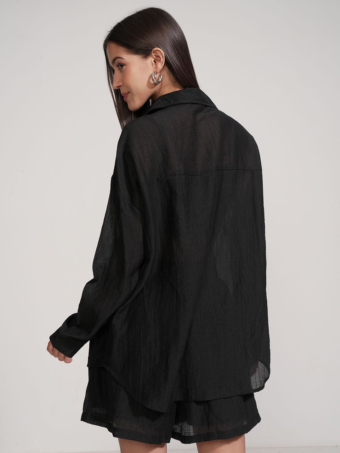 Tokyo Talkies Collar Neck Shirt With Shorts Co-Ords