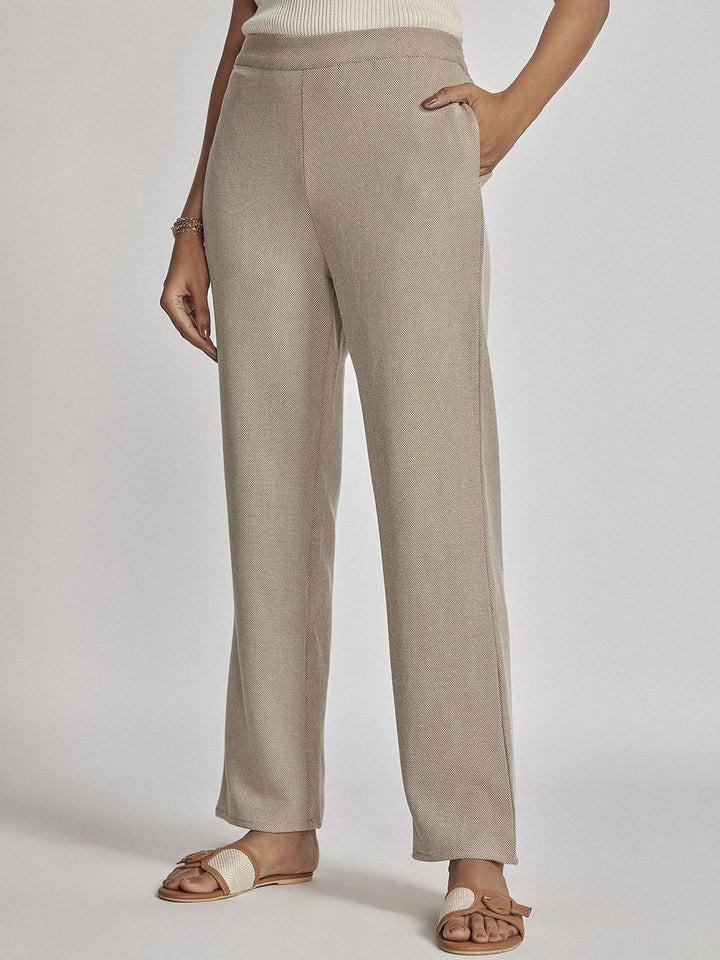 The Label Life Women Textured Straight Fit Trousers