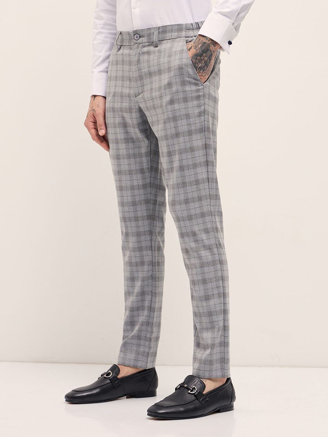 The Bear House Men lelaki yang diperiksa Slim Formal Seluar Formal