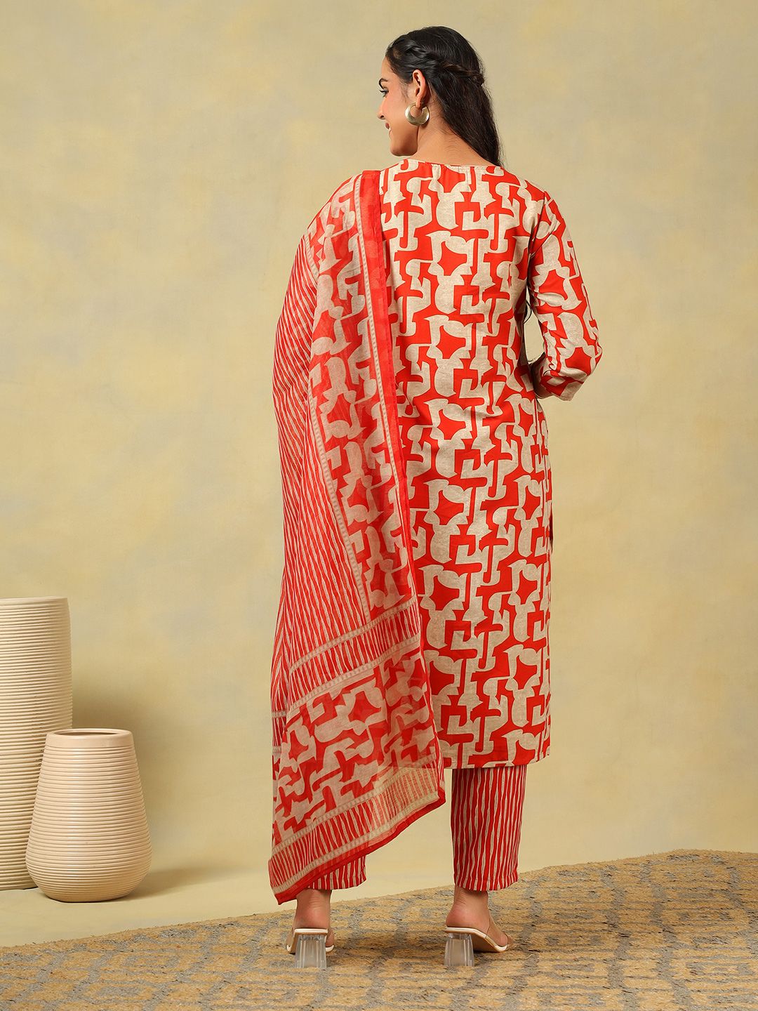 Mamicha Women Ethnic Motifs Printed Regular Pure Cotton Kurta with Trousers & With Dupatta