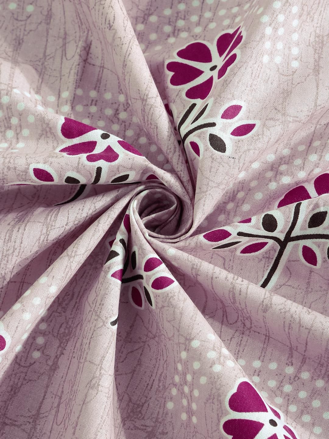 KLOTTHE Pink Floral Cotton Single Bedsheets