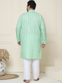 SOJANYA PLUS Ethnic Motifs Band Collar Straight Kurta With Pyjamas