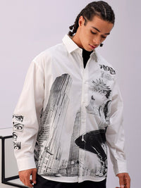 The Indian Garage Co Men Anime Printed Cotton Oversized Boxy Streetwear Shirt