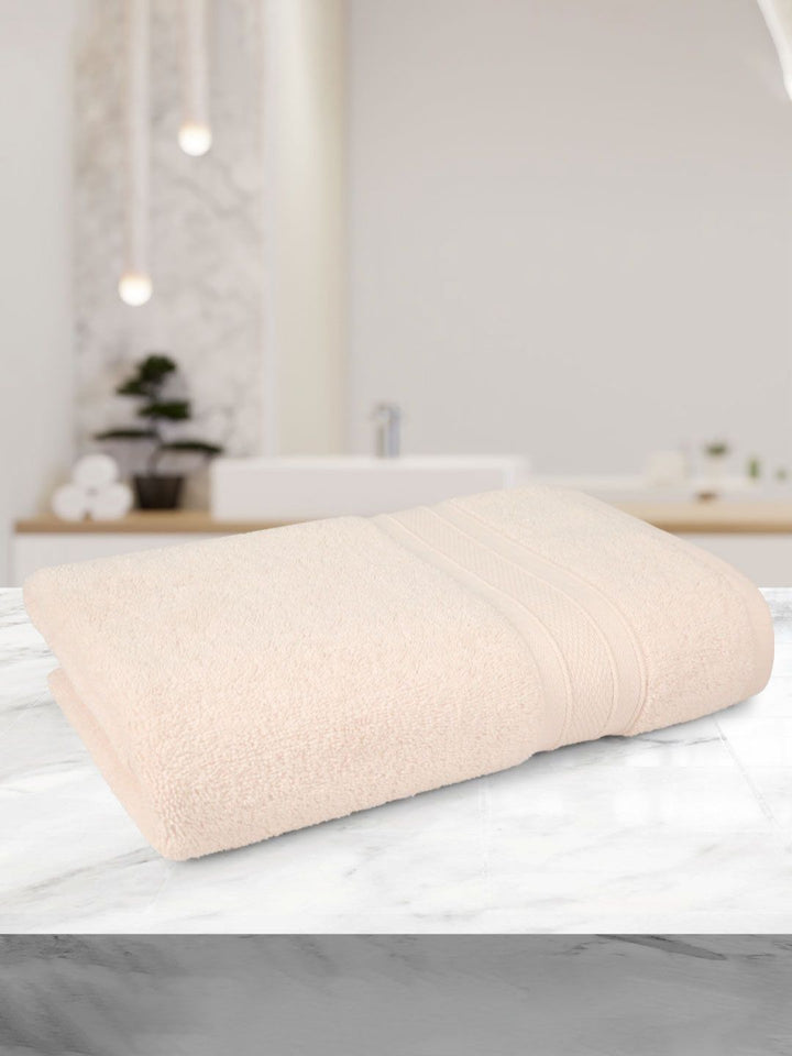 MYTRIDENT Beige Cotton 500 GSM Bath Towel