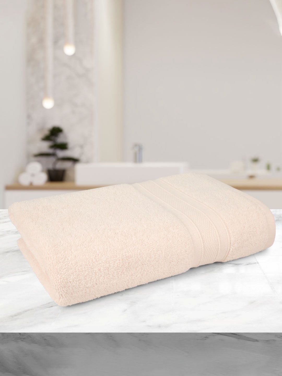MYTRIDENT Beige Cotton 500 GSM Bath Towel