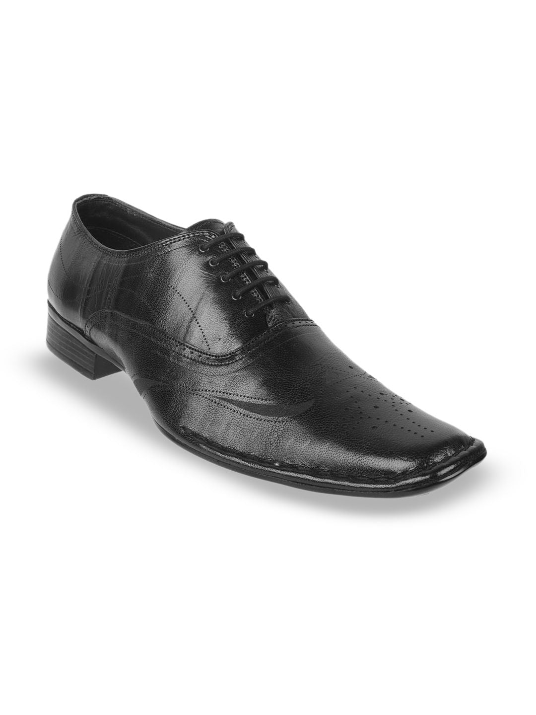 Mochi Men Textured Leather Square Toe Formal Oxfords