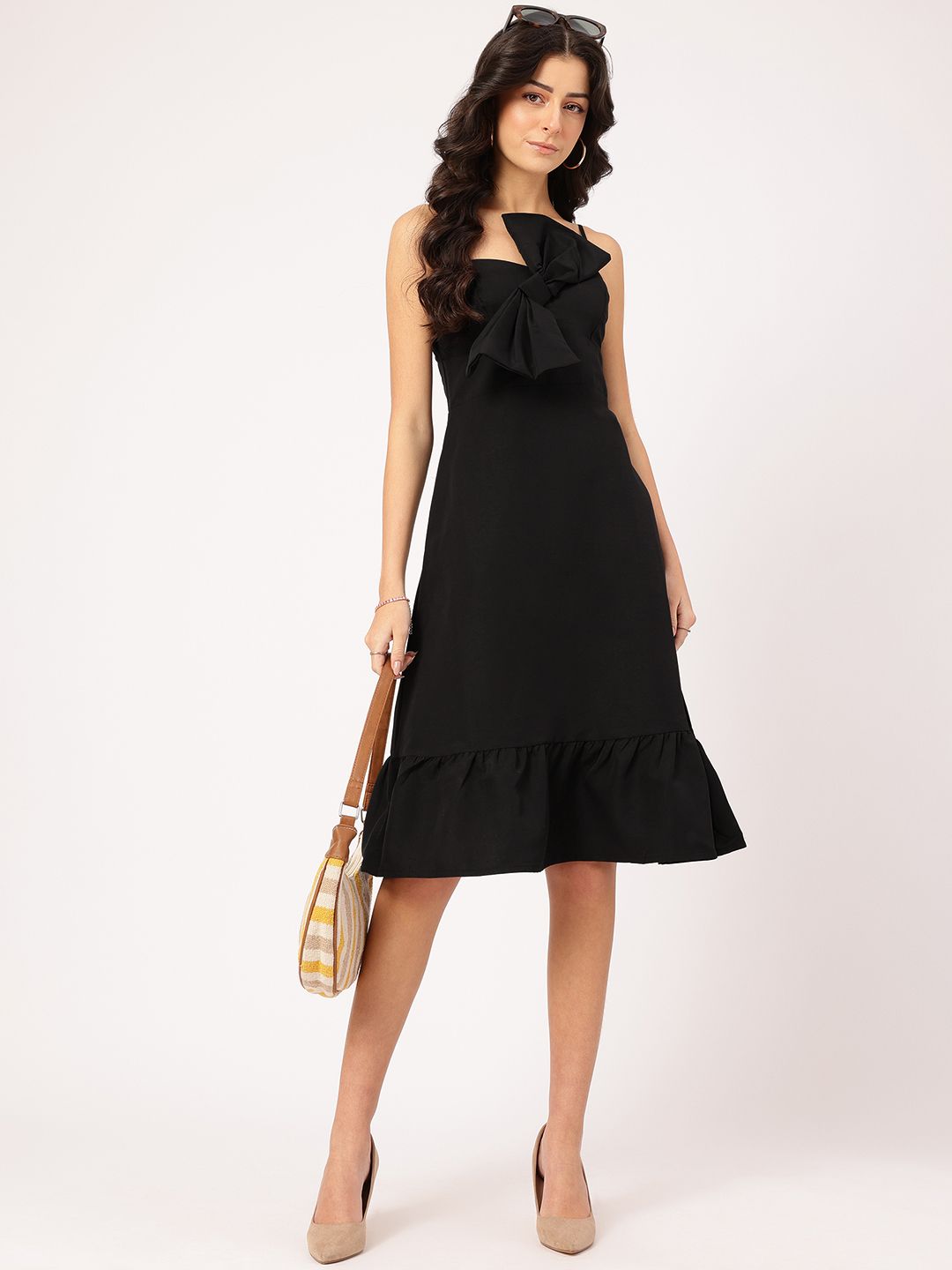 DressBerry Sassy Straps Front Bow A-Line Dress