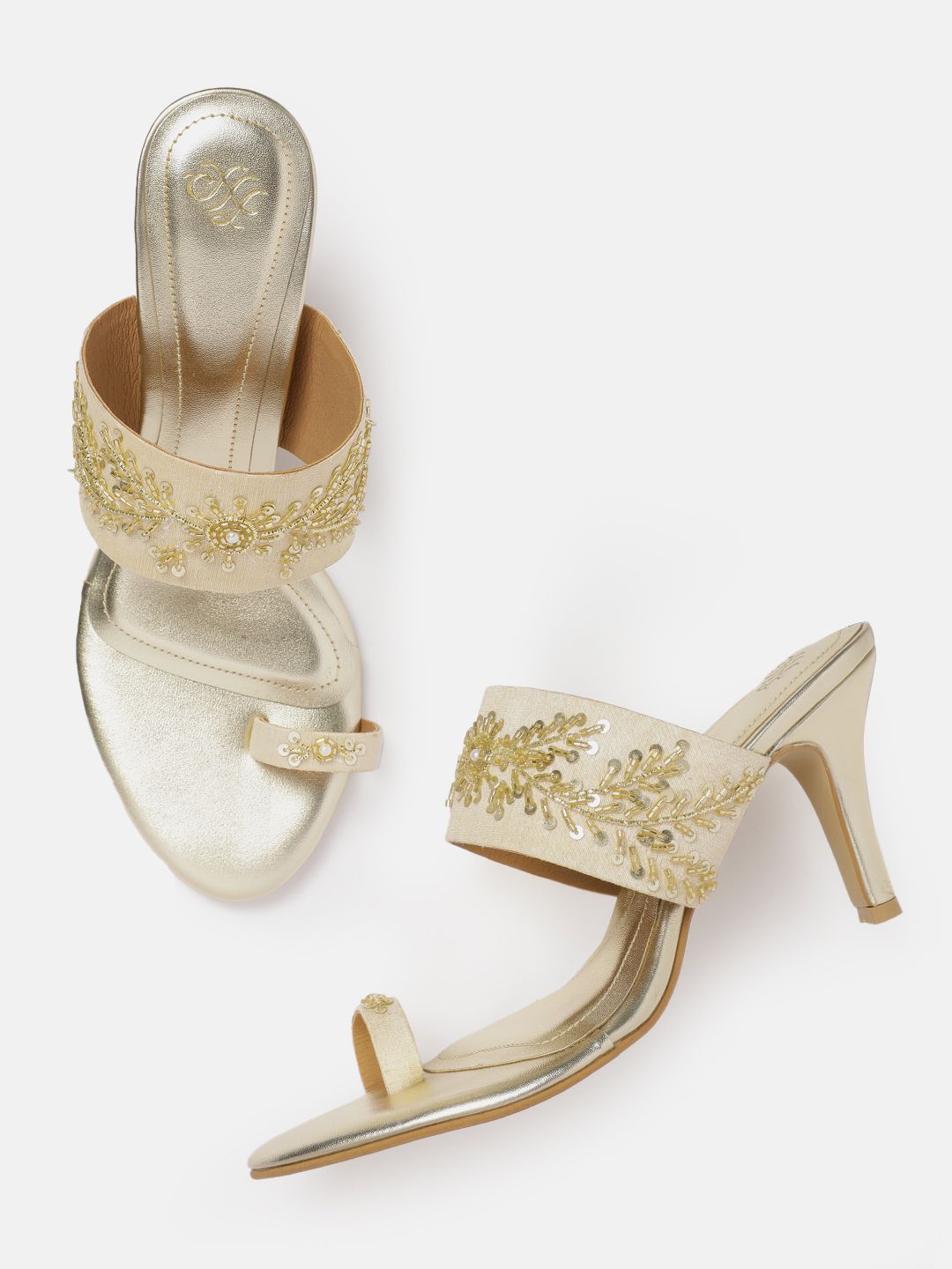 House of Pataudi  Open Toe Embellished Slim Heels