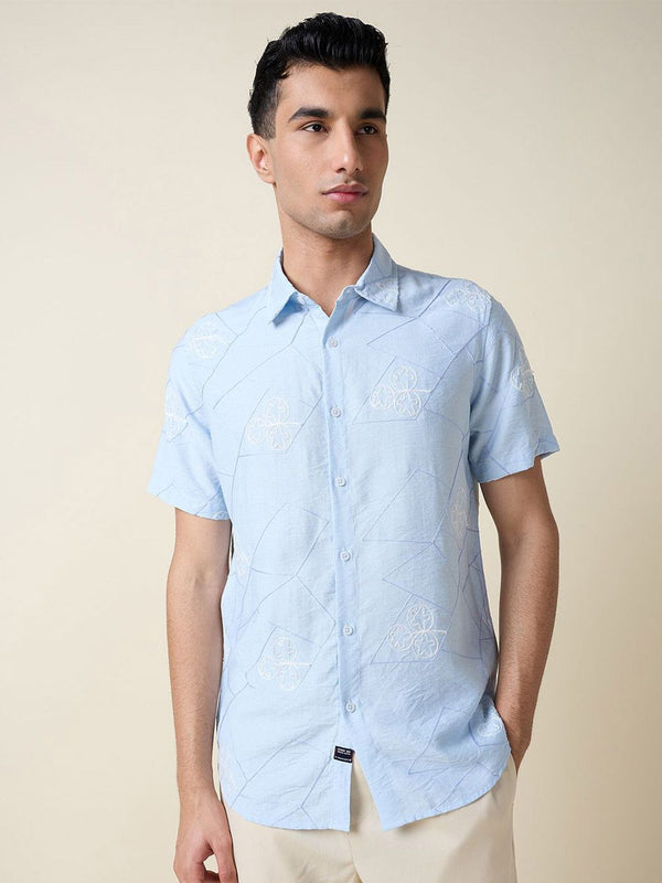 Thomas Scott Men Embroidered Regular Fit Casual Shirt