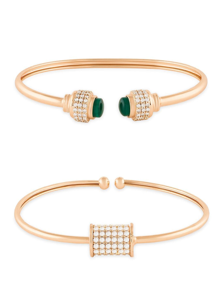 Zaveri Pearls Set Of 2 Brass Cubic Zirconia Rose Gold-Plated Kada Bracelet