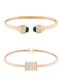 Zaveri Pearls Set Of 2 Brass Cubic Zirconia Rose Gold-Plated Kada Bracelet