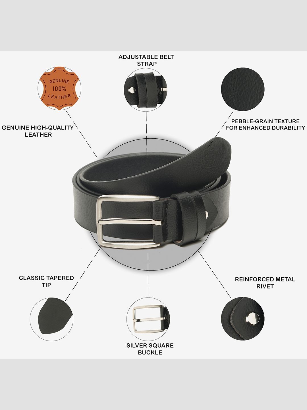Teakwood Leathers Men Textured Leather Belt