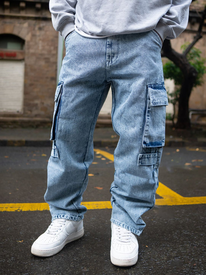 Powerlook Men Pure Cotton Loose Fit Cargos Trousers