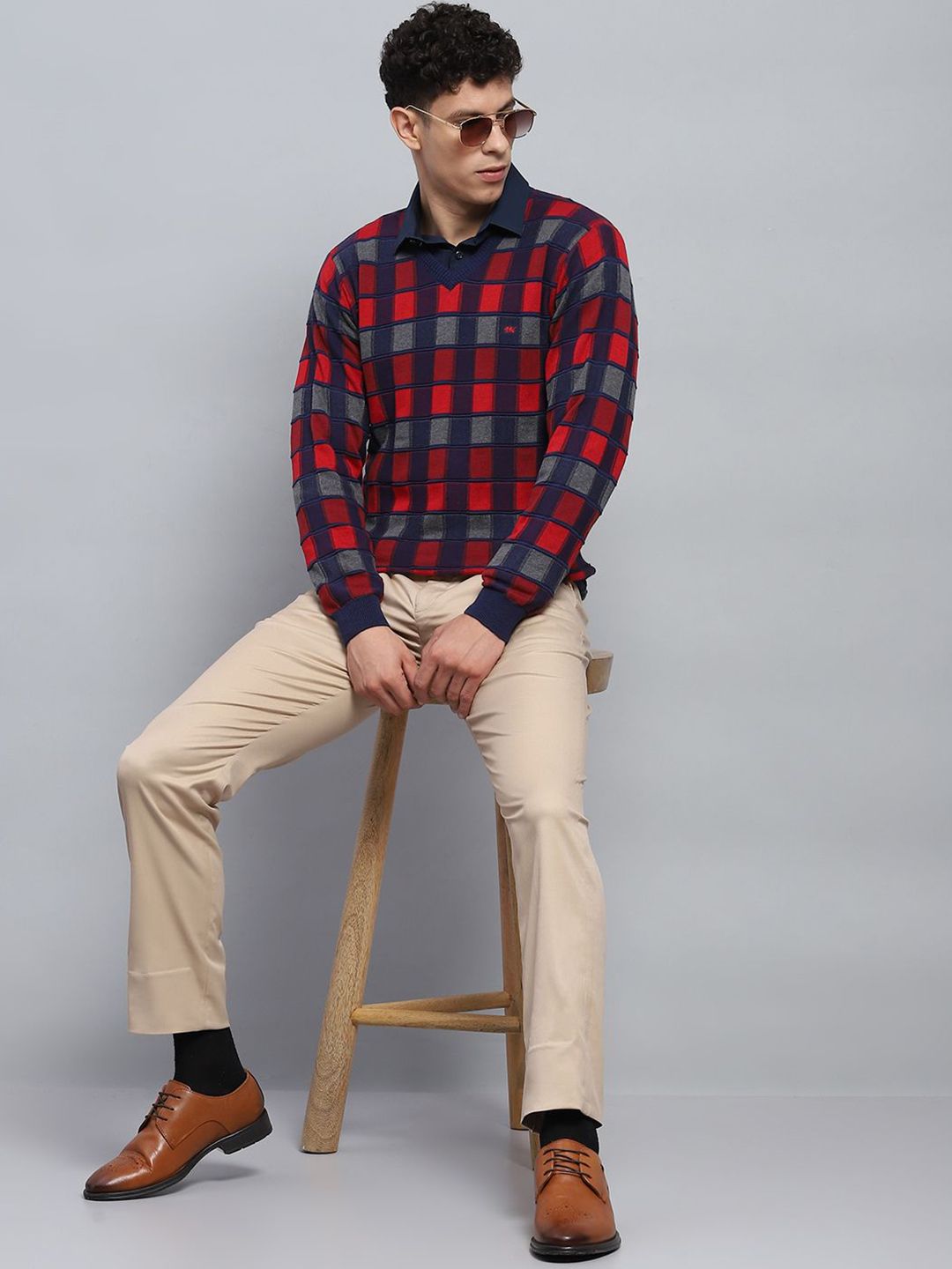 Monte Carlo Men Checked Long Sleeves Pullover