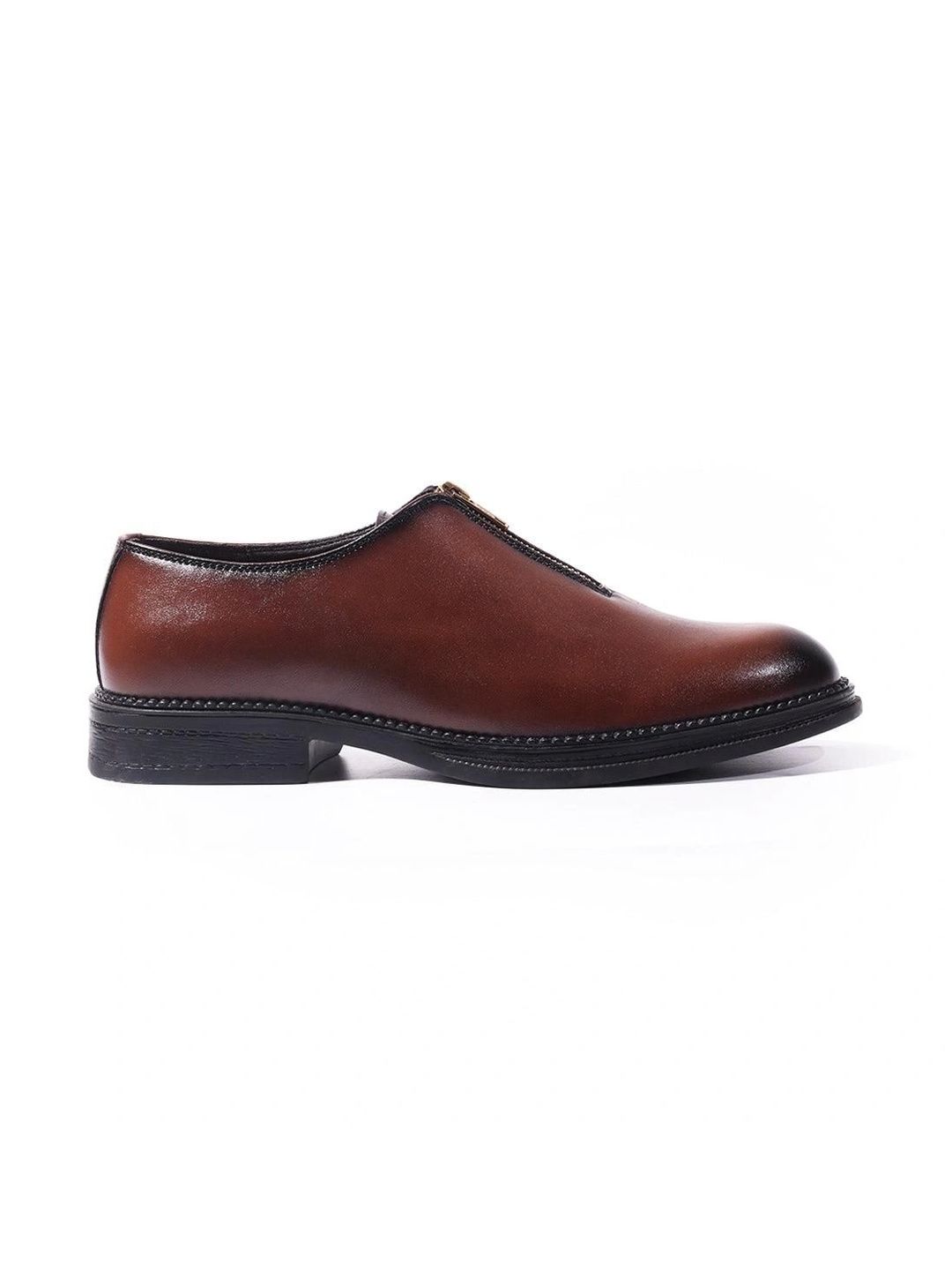 MONKSTORY Brown Atelier 1937 Zip Up Oxford Slip-Ons