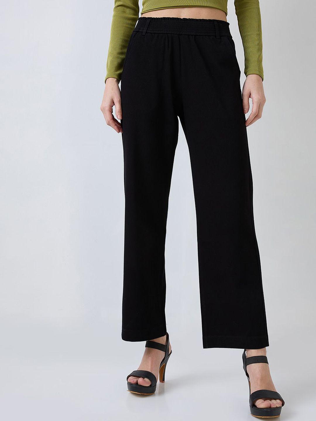 SPYKAR Women Straight Fit Wide Leg Trousers