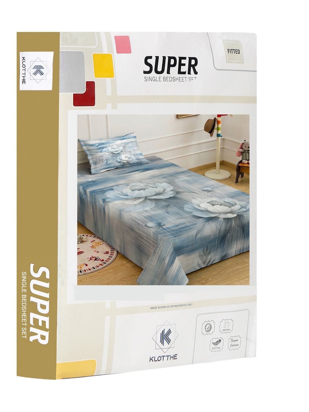 KLOTTHE Blue & White Floral Dilengkapi 400 TC Single Cadar 7D dengan 1 Sarung Bantal