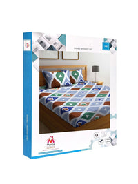 Myntra Elegant Homes White Geometric Cotton Stain Resistant 300 TC King Fine Bedsheet with 2 Pillow Covers-250 x 220 cm