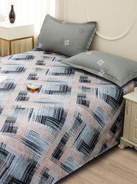 Story@home Grey Abstract Printed 240 TC Satin Finish Queen Bedsheet Set