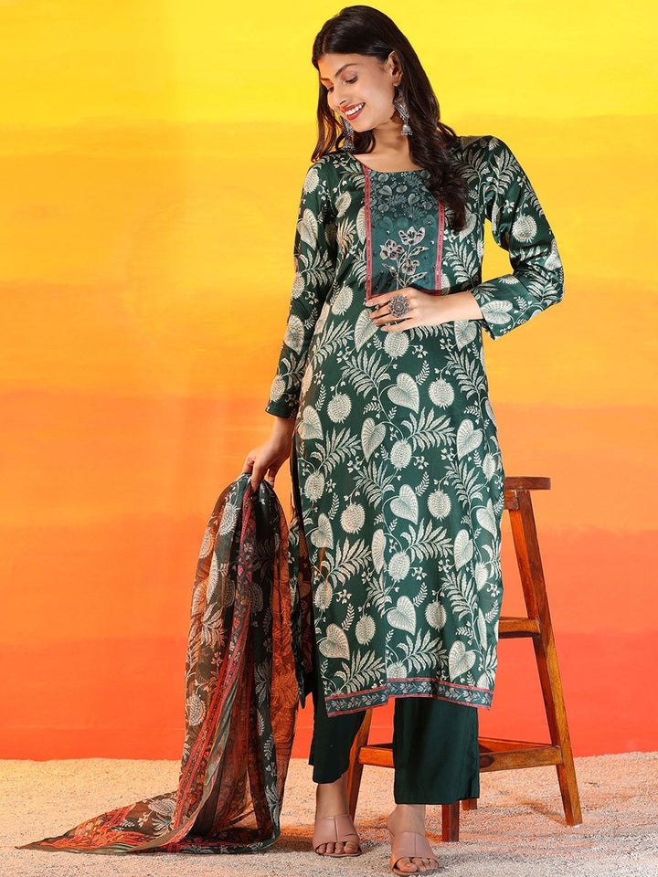 Mamicha Women Floral Printed Regular Pure Cotton Kurta with Palazzos & With Dupatta