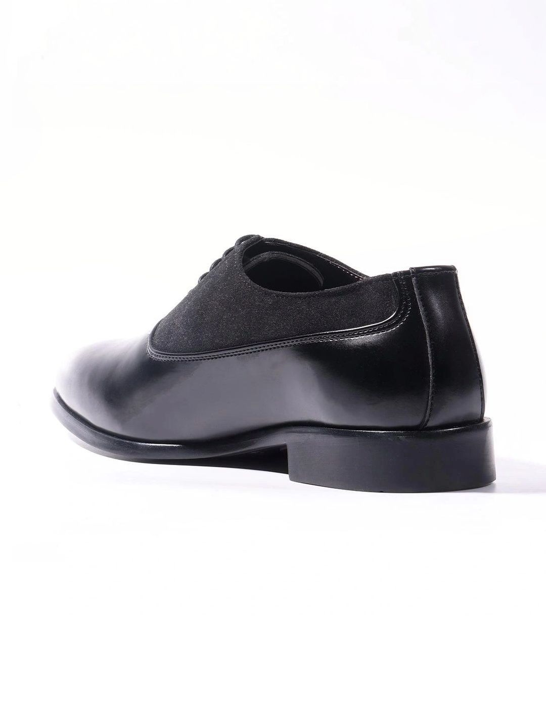 MONKSTORY Black Glossy-Suede Oxford Hybrid Lace-ups