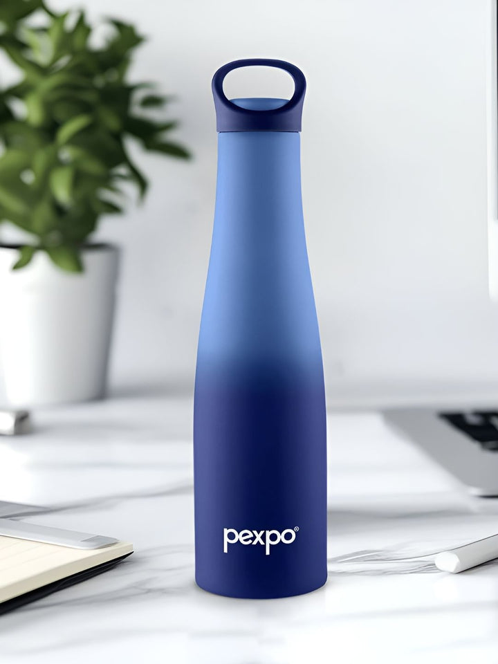 Pexpo Blue Single Stainless Steel Double Wall Vacuum Water Bottle-600 ml
