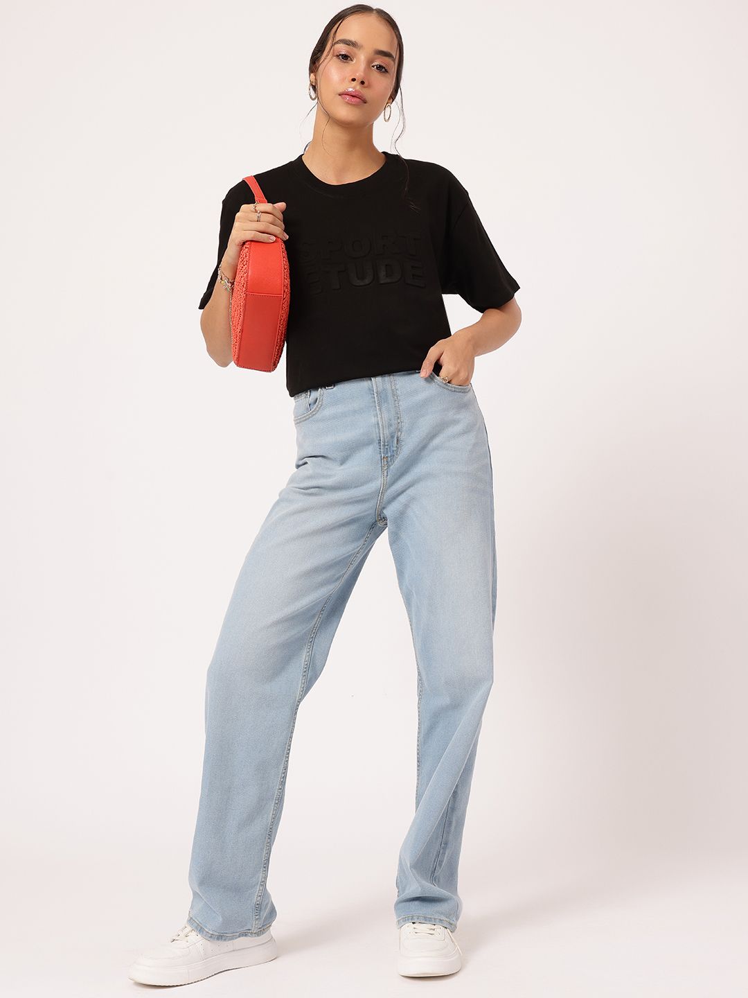 DressBerry Athleisure Typo-Embossed Drop Sleeves Tee
