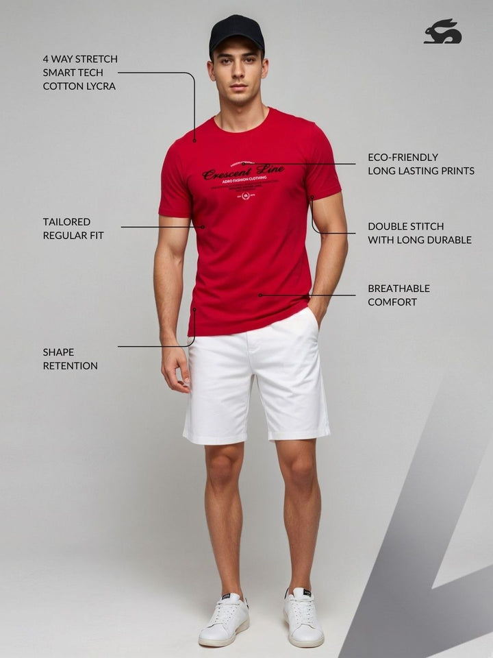 ADRO Typography Printed Round Neck Skin-Friendly Regular Fit T-shirt