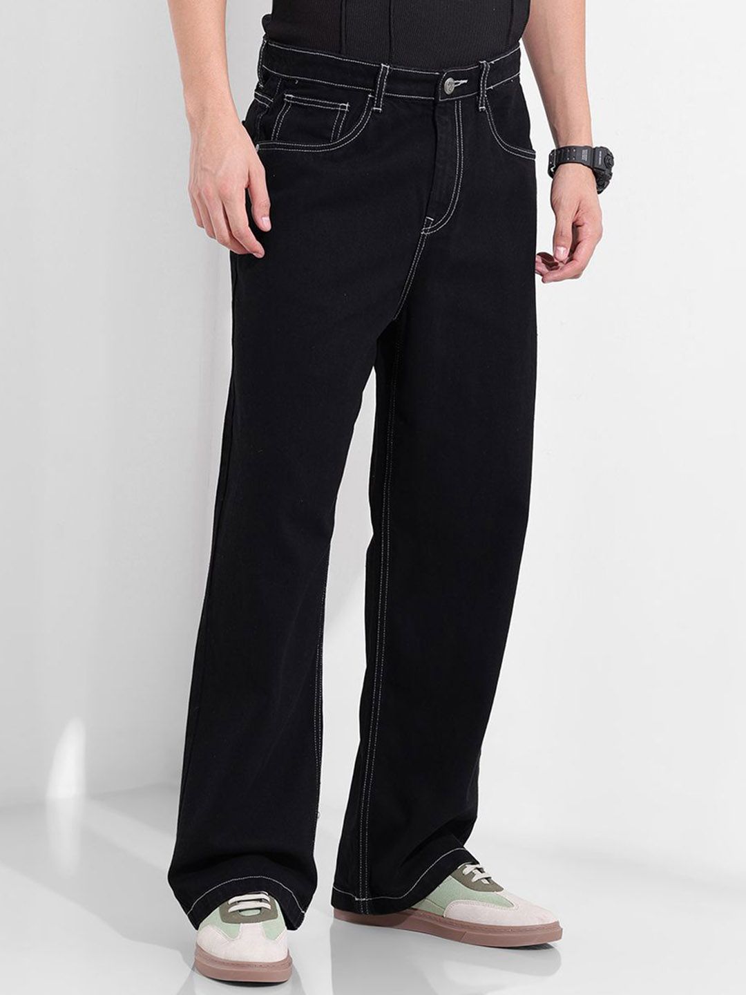 The Indian Garage Co Men Mid-Rise Baggy Jeans