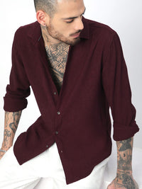 VASTRADO Men Classic Fit Spread Collar Solid Cotton Casual Shirt