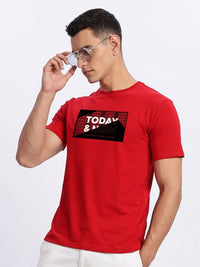 ADRO Typography Printed Round Neck Cotton T-shirt