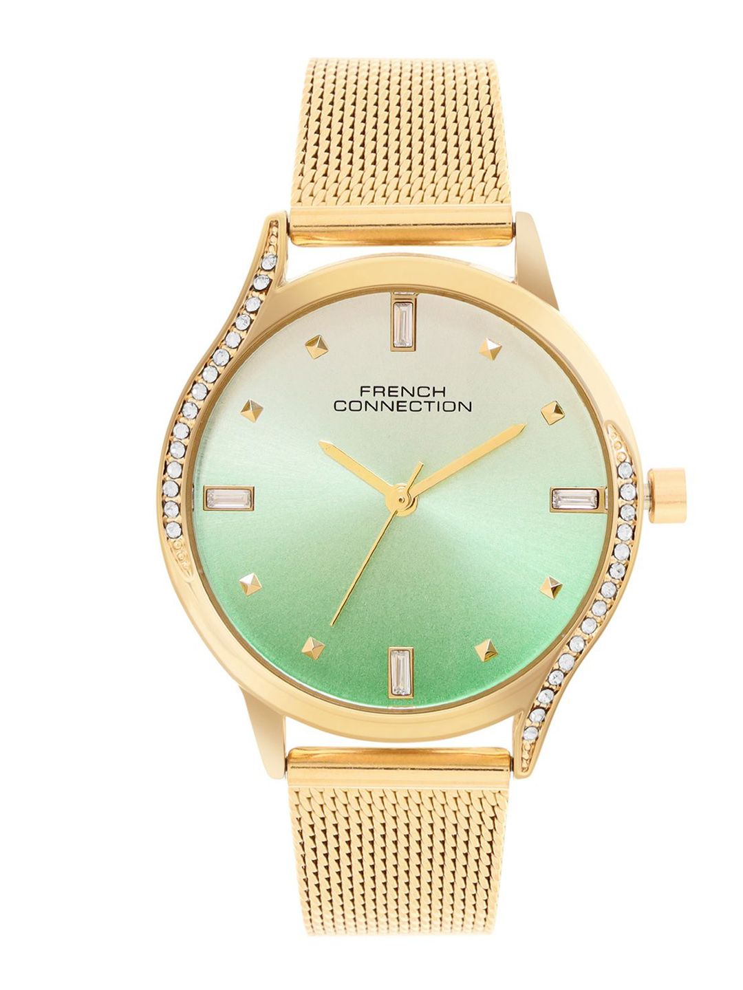 French Connection Women Embellished Dial & Stainless Steel Bracelet Style Straps Analogue Watch FCN082NGM