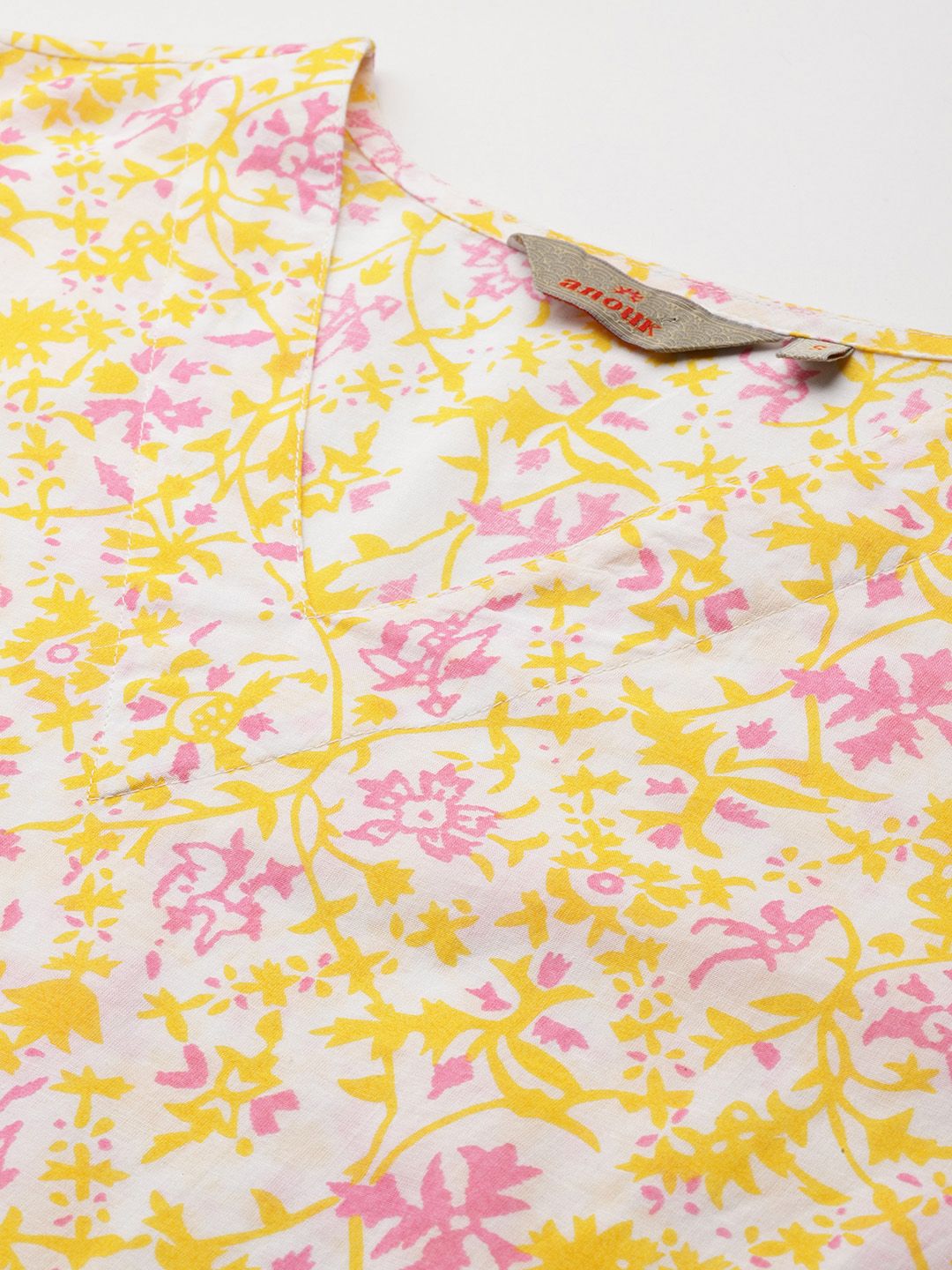 Anouk Floral Printed Pure Cotton Kurta with Trousers & Dupatta