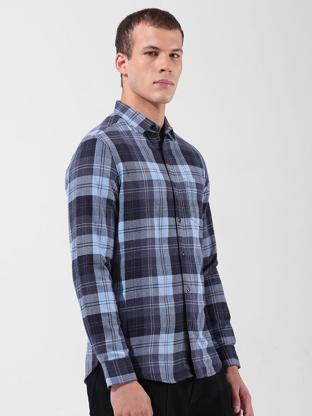 The Indian Garage Co Checked Cotton Slim Fit Casual Shirt