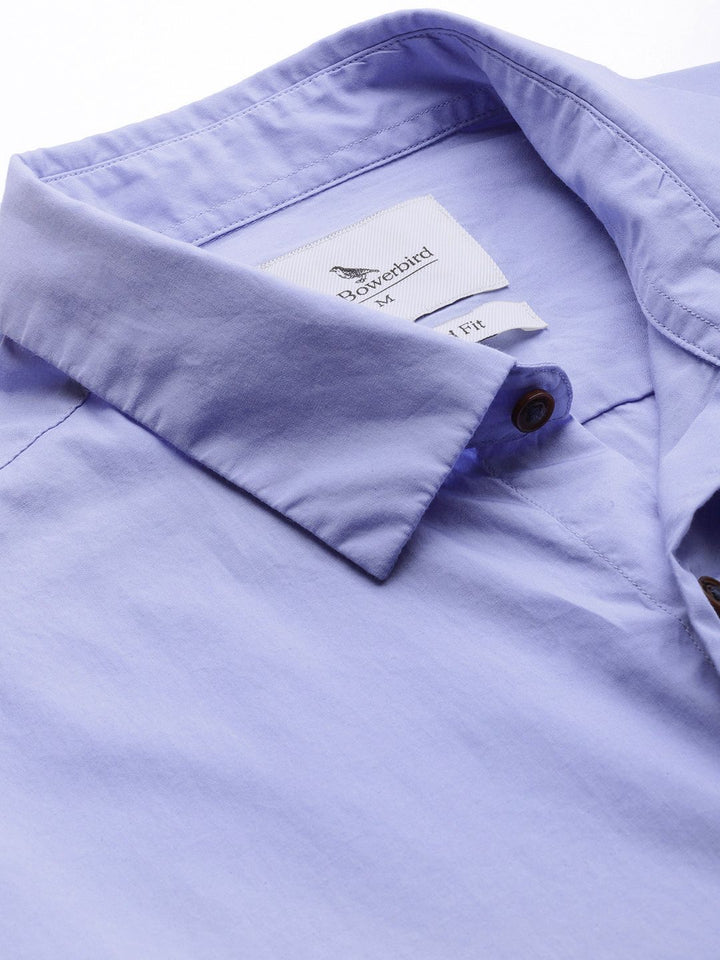 Mr Bowerbird Men Blue Solid Tailored Fit Casual Shirt