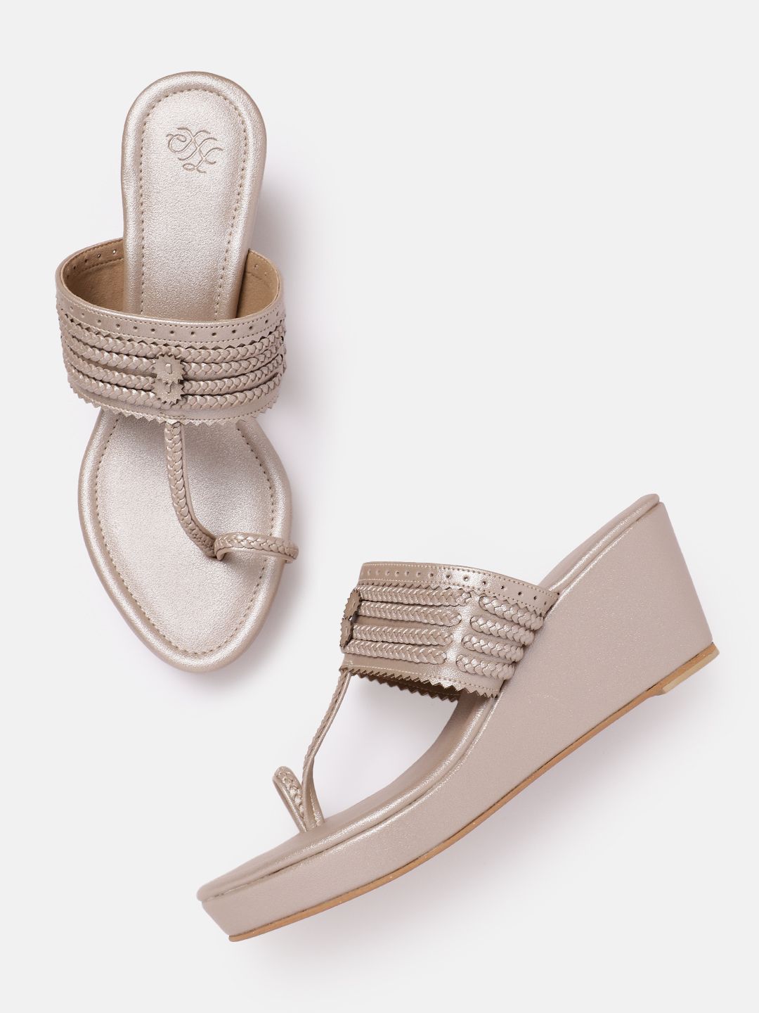 House of Pataudi Woven Design Wedge Heels