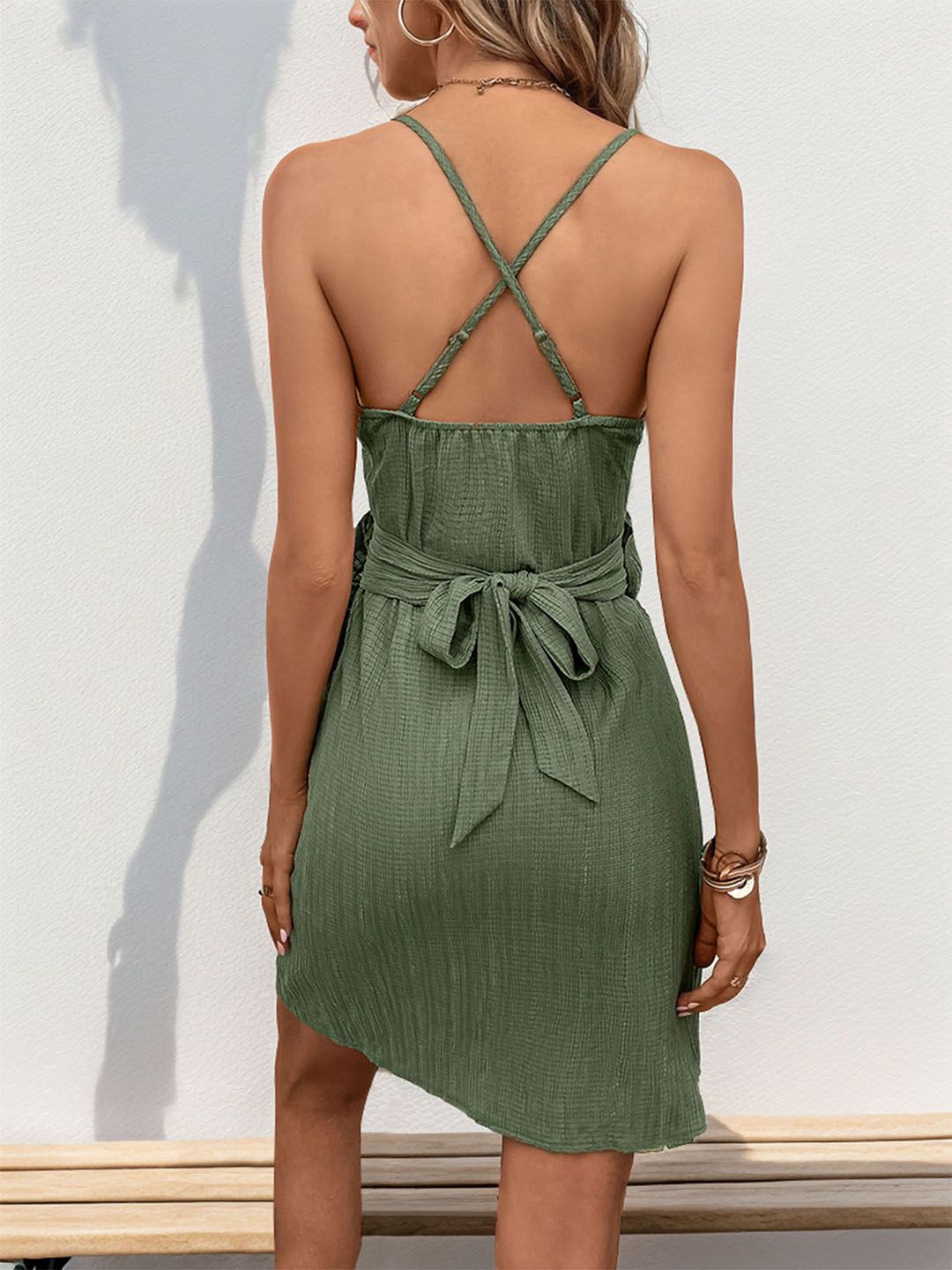DressBerry Bow Tie Seersucker Mini Dress
