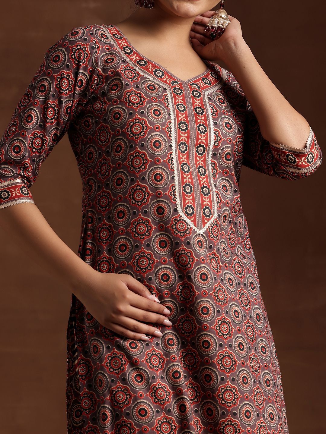 Libas Ethnic Motifs Printed Gotta Patti Pure Cotton Kurta with Trousers & Dupatta
