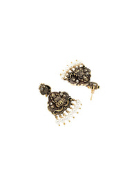 KARATCART Gold-Plated Artificial Stone-Studded & Beaded Laxmi Mata Temple Jewellery Set