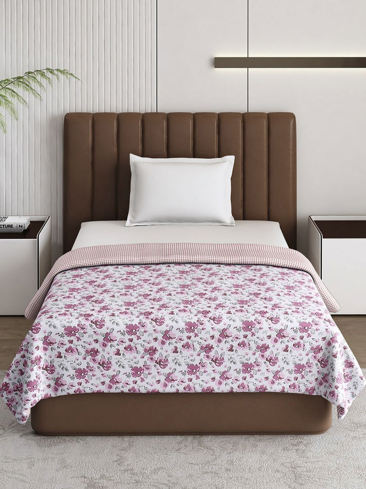 Monte Carlo Pink & White Floral Mild Winter 150 GSM Single Bed Dohar