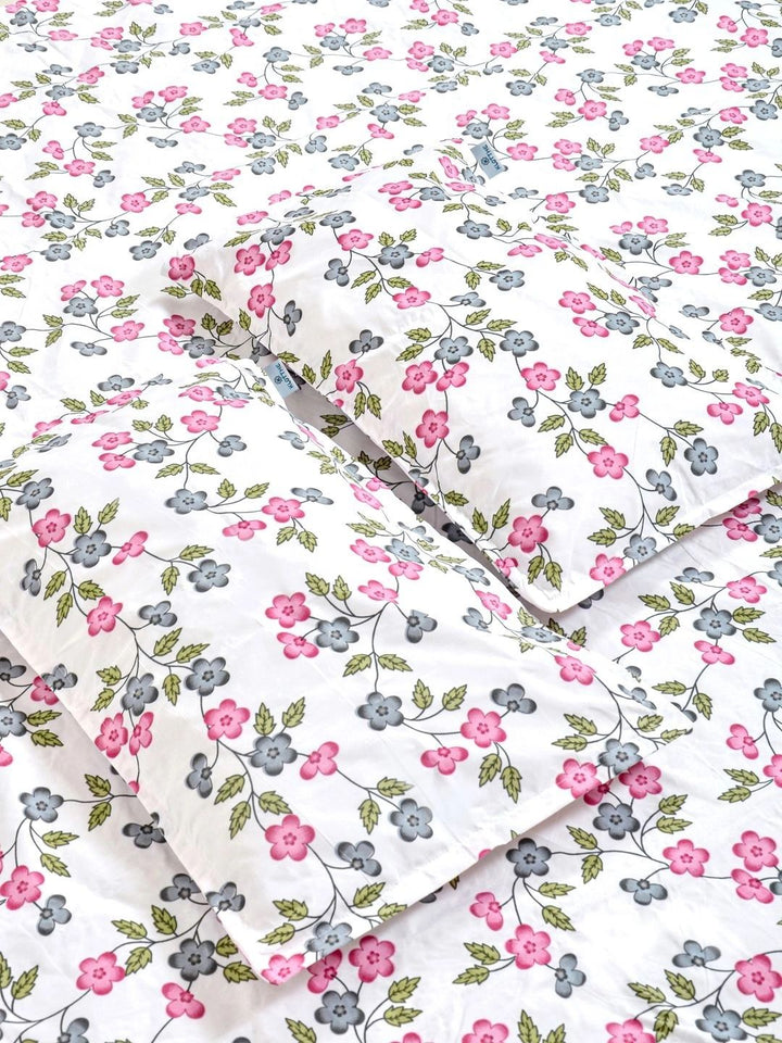 Myntra Elegant Homes Cream Floral 300 TC Cadar Katil Double King dengan 2 Sarung Bantal
