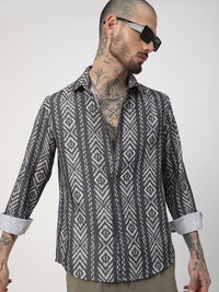 VASTRADO Men Classic Relaxed Fit Spread Collar Abstract Printed Cotton Casual Shirt