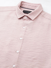 VASTRADO Men Pastel Peach Slub Textured Shirt